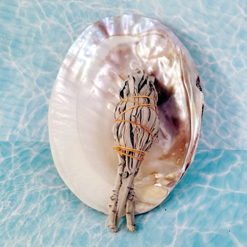 Abalone Shell with Sand and White Sage
